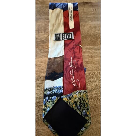 Silk Tie Ralph Marlin Co Texas Longhorn Western RM Style Signed Linda Luna Vtg - Picture 6 of 8